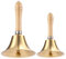 Confezione da 2 campanelli in ottone massiccio con manico in legno, 8 cm e 11 cm, per matrimoni, Natale, scuola, servizio