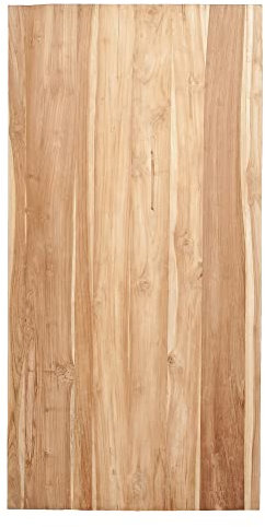 LEBENSwohnART Teak Esstischplatte Baumkante Tischplatte Esstisch Massivholzplatte Chronic (160 x 90 cm)