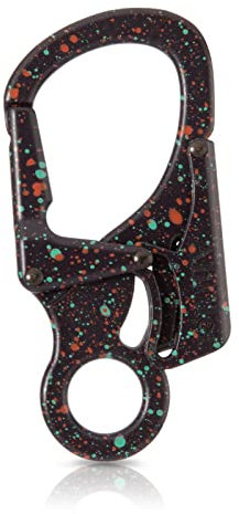 Ahiller Karabiner Schlüsselring Clip, 3 Zoll Zinklegierung Doppelte Verriegelung Schlüsselbund für Outdoor, Schlüsselanhänger Stil Karabinerhaken [Schwarzorangegrün-1P]