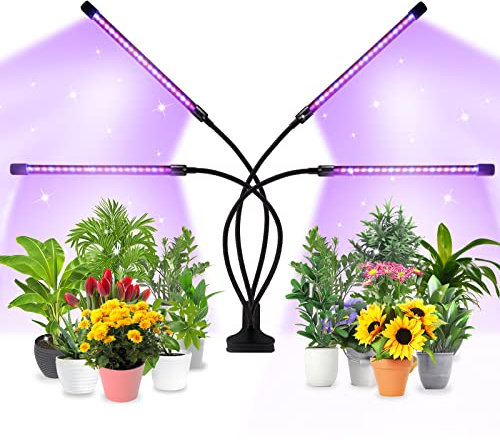 LED Grow Lights for Indoor Plants Full Spectrum,80 LED Plant Light,Grow Light with 9 Dimming Level and Timer,3 Lighting Modes Plant Lamp with 4 Heads,Grow Lamp for Seedlings and Succulents
