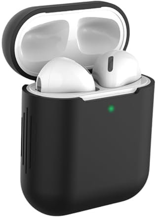 Silicone Protective Case/Cover Compatible with AirPods 1 & 2 [Black]