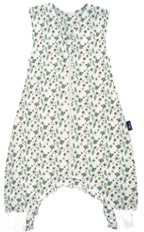 Alvi Sleep-Overall Baby Schlafsack mit Füßen Kinderschlafsack aus Baumwolle (GOTS Petit Fleurs, 90 cm)
