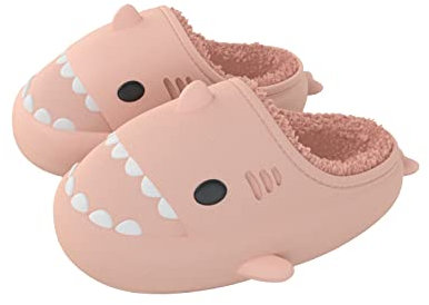 NIBESSER Pantofole Squalo Donna Ciabatte Uomo Invernali Pelose Ciabatte Squalo Uomo Inverno Impermeabili Pantofole da Casa con Suola Spessa Comode Antiscivolo Lavabili,Rosa,38/39 EU