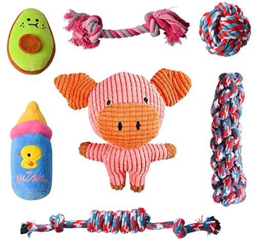 ProChosen Dog Rope Toys,7PCS Rope Durable Chew Squeaky Toys for Dogs 100% Natural Cotton Safe Non-Toxic,Beneficial to Dog's Mental Health and Teeth Cleaning,Best Gift for Small/Medium Dogs | Natural Cotton Safe Non-Toxic,Beneficial to Dog's Mental Health and Teeth Cleaning Dog Toys