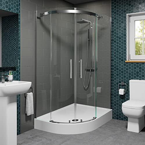Offset Quadrant Shower Door Enclosure 1200x900mm Frameless Easy Plumb Tray (Left Entry) 8mm Safety Glass Bathroom