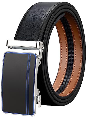 AivaToba Gürtel Herren, Ledergürtel Herren Schwarz mit Automatik Gürtel-Schließe für Business-Anzüge, Ratschengürtel Leder (Breit 35mm), Ratsche Ledergürtel Automatikschließe