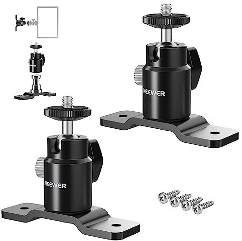 NEEWER 2 Pack T Type Wall Ceiling Mount, Ring Light Wall Mount Bracket with Detachable Ball Head, 5/8 Stud, 1/4 Screw for Flash Strobe Camera Monitor Studio Lighting, Max Load: 4.4lb/2kg, TS008