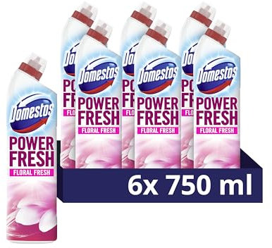 Domestos Power Fresh Floral Fresh Toilet Gel eliminates 99.99% of germs* limescale remover 6x 750 ml