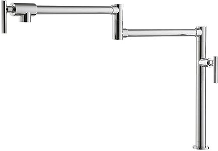 Topffüller Wasserhahn Deck Mount 2in1 Küchenspüle Wasserhahn Thekenmontage Küche Topffüller Wasserhahn mit Doppelgelenk Schwenkarmen Chrom Klapphahn Kommerzielle Verwendung Bleifrei, Einzelloch
