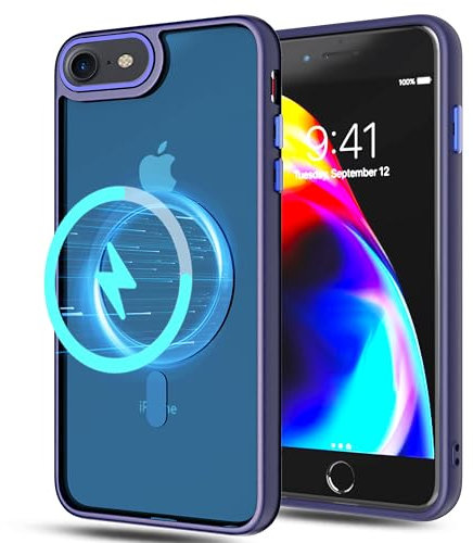 YmhxcY for iPhone SE 2022 & 2020 Case, iPhone 8 Case, Frosted Translucent Back Phone Cover, wireless charging Magnetic case,Military Grade Drop Protection,for iPhone SE 2020(Sapphire Blue)