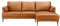 Furnhouse Soul L-Form Ecksofa Ledersofa Rechts Cognac Braun – Hochwertiges Echtleder Sofa – Skandinavisches Design, Taschenfederkern, Metallfüße, Ottomane, Modern & Elegant für Wohnzimmer