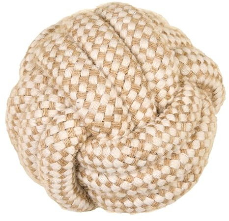 Jouet Chien Corde Coton Chanvre Naturel, à Macher, Jouet interactif pour Chien Chiots - Balle 10cm, Beige