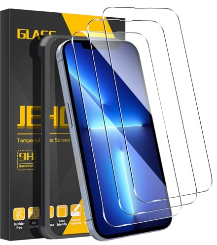 JEHOO 3 Stück, Panzer Schutz Glas für iPhone 13 Pro Max und iPhone 14 Plus, Schutzfolie mit Positionierhilfe, Gehärtetes Glas Displayschutz, 9H Härte, Anti-Kratzen, Anti-Bläschen, Hülle Freundllich