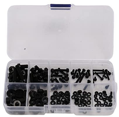 150 pièces M2 M2.5 M3 M5 Nylon Hex Vis Boulon Ecrou Entretoise Kit assortiment noir