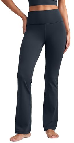 CRZ YOGA Damen Butterluxe Yogahose Schlaghose High Waist Blickdicht Flared Leggings - 77.5cm Bootcut Bootleg Soft Sporthose Echte Marine 40
