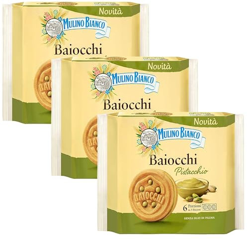 MULINO BIANCO Baiocchi Pistacchio - biscotti con ripieno al pistacchio 168g x 3 parcelle