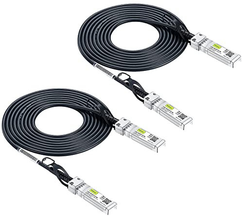 10Gtek 10G SFP+ DAC Cable - 10GBASE-CU Passive Direct Attach Copper Twinax SFP Cable for Cisco SFP-H10GB-CU0.42M, Meraki MA-CBL-TA-0.42M, Fortinet, Ubiquiti UniFi, D-Link, 0.42-Meter(1.3ft), 2-Pack