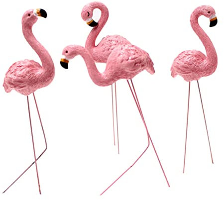 Sosoport 4 Stück Mini-Flamingo-Ornament Aus Kunstharz Gartenpflanze Lebensechte Flamingo-Ornamente für Zuhause Büro Landschaft