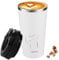 Funkrin Insulated Coffee Mug with Ceramic Coating, 16oz Iced Coffee Tumbler Cup with Flip Lid and Handle, Double Wall Vacuum Leak-Proof Thermos Mug for Travel Office School Party Camping