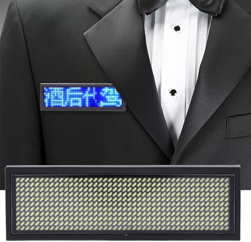 LED Namensschild, rollender Nachrichten-Tag, Anzeige mit 11x44 Dot-Matrix, für alle Länder, LED Namensschild für Geschäfte, Veranstaltungsorte (WHITE)