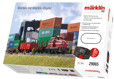 Märklin 29065 Digital-Startpackung Moderner Rangierbetrieb, Spur H0 Modelleisenbahn, viele Soundfunktionen, mit Mobile Station und C-Gleis Schienen