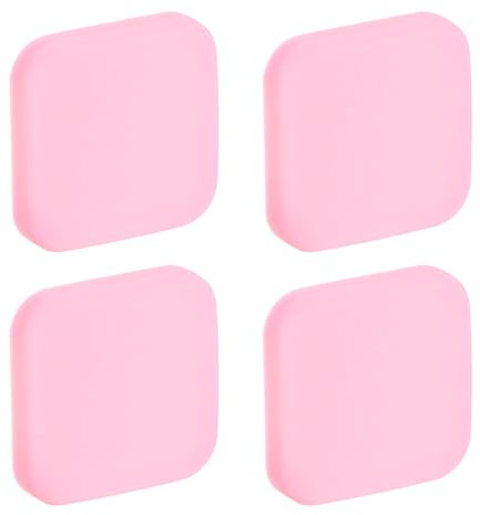 sourcing map Door Stoppers Wall Protector, 4pcs Soft Silicone Door Handle Buffers, Square Self Adhesive Door Knob Guard for Home Office, Pink