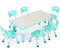 MAMIZO Kindertisch mit 6 Stühlen, Kindertischgruppe Höhenverstellbar Packung, Kinder Tisch Stuhl Set für Kindergarten Kinderzimmer, Kindermöbel, Sitzgruppe für Jungen Mädchen ab 2 Jahre, Minzgrün