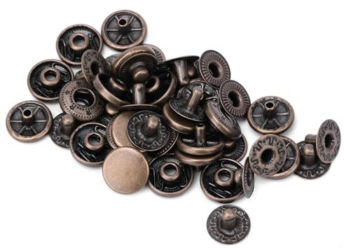 Druckknopf-Set, 50 Sets, Strapazierfähiges Leder-Druckknopf-Set, Runder Knopf, Stoff, Gepäckdekoration, Zubehör, 50 Set Druckknöpfe aus Reinem Messing (#5)