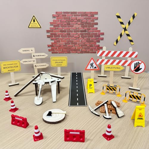 JOYEASE Wichtel Baustelle Set, 45 Stück Miniatur Wichtel Zubehör Baustelle, Wichtelbaustelle Wichtelset DIY Wichteltür Baustelle Einzug