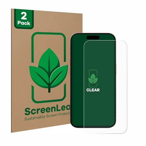 ScreenLeaf (2 Stück Schutzfolie für Apple iPhone 15 Pro [nachhaltiger Displayschutz, Folie, transparent, kratzfest]
