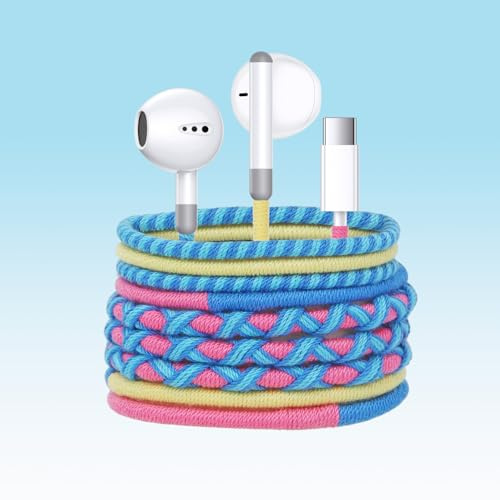 URIZONS Auriculares con cable USB C trenzados con cable de tela - Auricular in-ear coloridos tipo C con control de volumen de micrófono Chip IC digital compatible con Hwaiwe/iPhone 15/16 (51#)