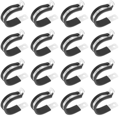 PATIKIL Abrazadera de Cable 30mm, 16Pcs Abrazaderas de Metal de Acero Inoxidable 304 con Aislamiento de Goma, Abrazadera de Manguera para Instalación de Tubos, Mangueras, Cables y Cuerdas