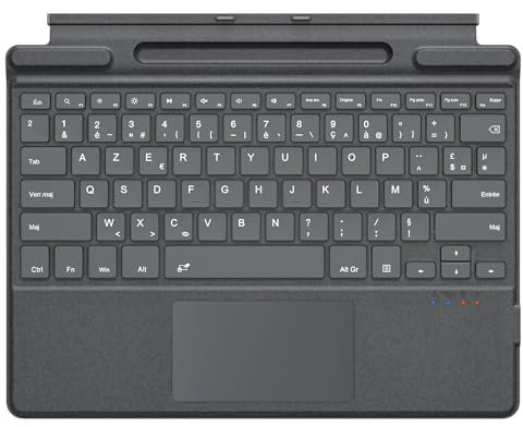 TiMOVO Clavier Compatible avec Microsoft Surface Pro 11/10/9/8/X, Clavier QWERTY avec Trackpad et Porte-Stylet, Gris