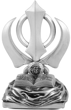 Artarium Khanda Symbol Figur (10,1 cm), Sikh Religiöse Statue für Auto Deko, Wohnungsdeko, Büro Tisch, Spirituelle Dekoration, Silber Finish & Geschenkidee
