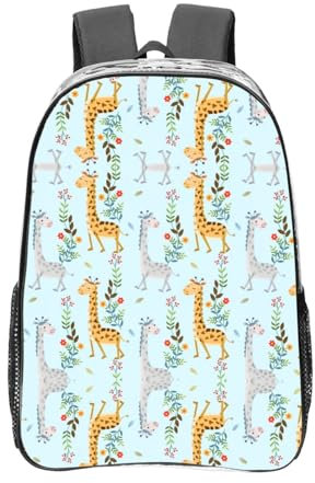 OAROK Süßer Giraffenblumen-Rucksack, 40,6 cm, transparent, für Herren und Damen, große Kapazität, Transparent, Einheitsgröße, Rucksack, Rucksäcke