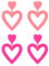 Lnngub 2 Paar Herz Ohrringe, Acryl Herzform Ohrringe für Damen und Mädchen Vintage Doppelte Herzohrringe für Partys, Tänze, Verabredungen, Valentinstag, Halloween, Weihnachten (Rosa, Rosenrot)