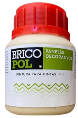 Bricopol Pintura para juntas para paneles decorativos de poliuretano contenido total es de 200 gramos y el rendimiento del producto es de 40gr por m2. Se requiere 1 bote de pintura