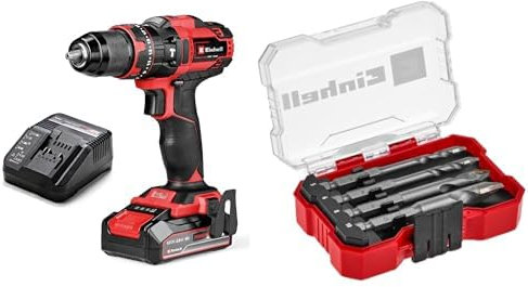 Einhell Taladro percutor con batería TE-CD 18/44 Li-i Power X-Change (18V, 44 Nm, función de perforación por percusión, portabrocas metálico de 13 mm, 2 velocidades) + Einhell XS-CASE
