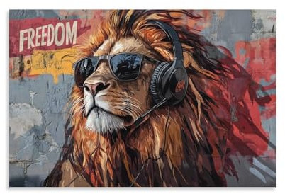 YTPONBCSTUG Reggae Rasta Wandbilder Freedom Lion Leinwand Bilder Wandkunst Wohnzimmer Deko Für Küche Gemälde Wandgemälde 08×12inch(20×30cm)