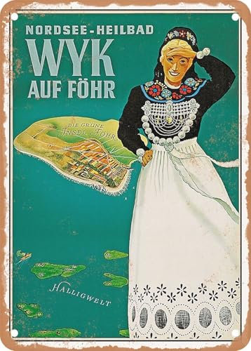 Blechschilder 1952 North Sea health resort Wyk auf Fohr Hallig world Vintage Ad sprüchen wandkunst home deko