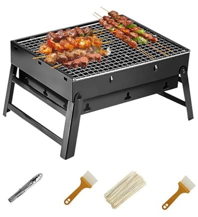 Barbecue Grill, Portable BBQ Outdoor Folding Grill Table Charcoal, Stainless Steel Smoked for Picnic Garden Terrace, Camping Trip Hiking