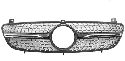 DZSNBMSHD Grill Ersatz Für Mercedes Für Benz W639 Für Viano/Für Vito 2006 2007 2008 2009 2010 ABS Front Stoßstange Kühlergrill Haube Tuning Racing Grill(Schwarz)