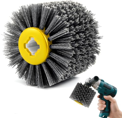 Schleifbürste, Nylonbürste für Winkelschleifer, 80/120 Körnung, 100mm Breite - 120mm Ø, Satinierbürste, Polierbürste für Holz Schleifen, Satiniermaschine (Schleifmittel-#120)