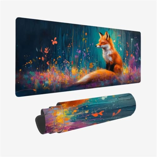 Gaming Mouse Pad art Mouse Mat Fox Desk Mat Large 1600x800mm XXL Mousepad Gaming Accessories for Improve Accuracy and Speed, Stitched Edges, Non Slip Rubber Base, Waterproof, Gamer Gifts Men,Model29