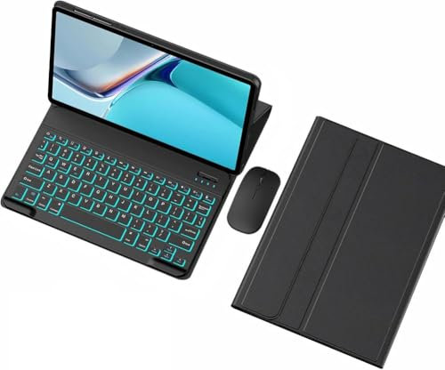 Bueuwe Funda con Teclado para Lenovo Tab M10 FHD Plus (2.ª generación) de 10,3 Pulgadas (TB-X606F/X606X), retroiluminación de 7 Colores, Teclado inalámbrico magnético extraíble,Negro