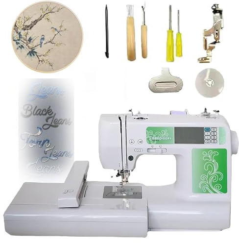 Nähmaschine, Computergestützte Stickmaschine mit 72 Designs, 100 x 235 mm Fläche, intelligent, mit LED-Bildschirm, geeignet für alle Stoffe