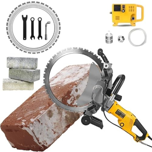RSPPPJQ Electric Cut-Off Saw Groove Cutting Machine,5000W Concrete Cutting Saw for Concrete,290mm Cut Depth,for including cement blocks, granite, stone(2xblade)