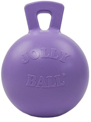 Jolly Pets Tug-n-Toss Heavy Duty Dog Toy Ball with Handle, 4.5 Inches/Small, Light Purple