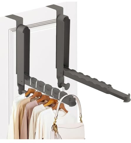2 Stück Türgarderobe klappbar, Türhaken zum Einhängen Platzsparende Robuste Türhaken, Kleiderhaken aus Metall für Tür oder Schrank, Edelstahl Tür-Garderobe für 4,3 cm Türfalz, Türhänger Ohne Bohren