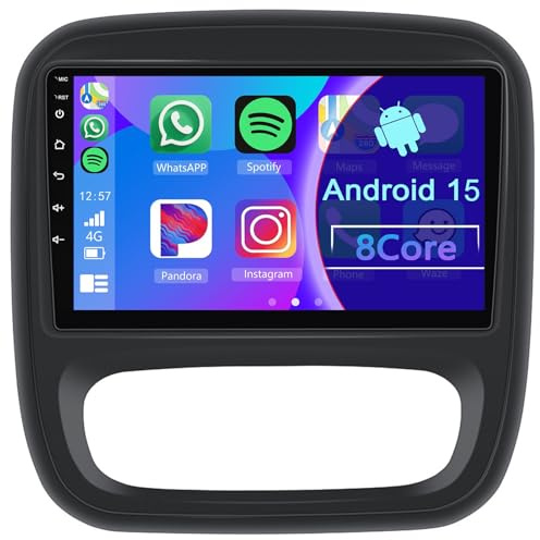 Android CarPlay Radio para Renault Trafic 3/ Opel Vivaro B 2014-2018 9 Pulgada Touchscreen 2 DIN Autoradio con Android Auto Navegación GPS FM Bluetooth Wi-Fi Cámara Trasera(8+128GB 8Core)